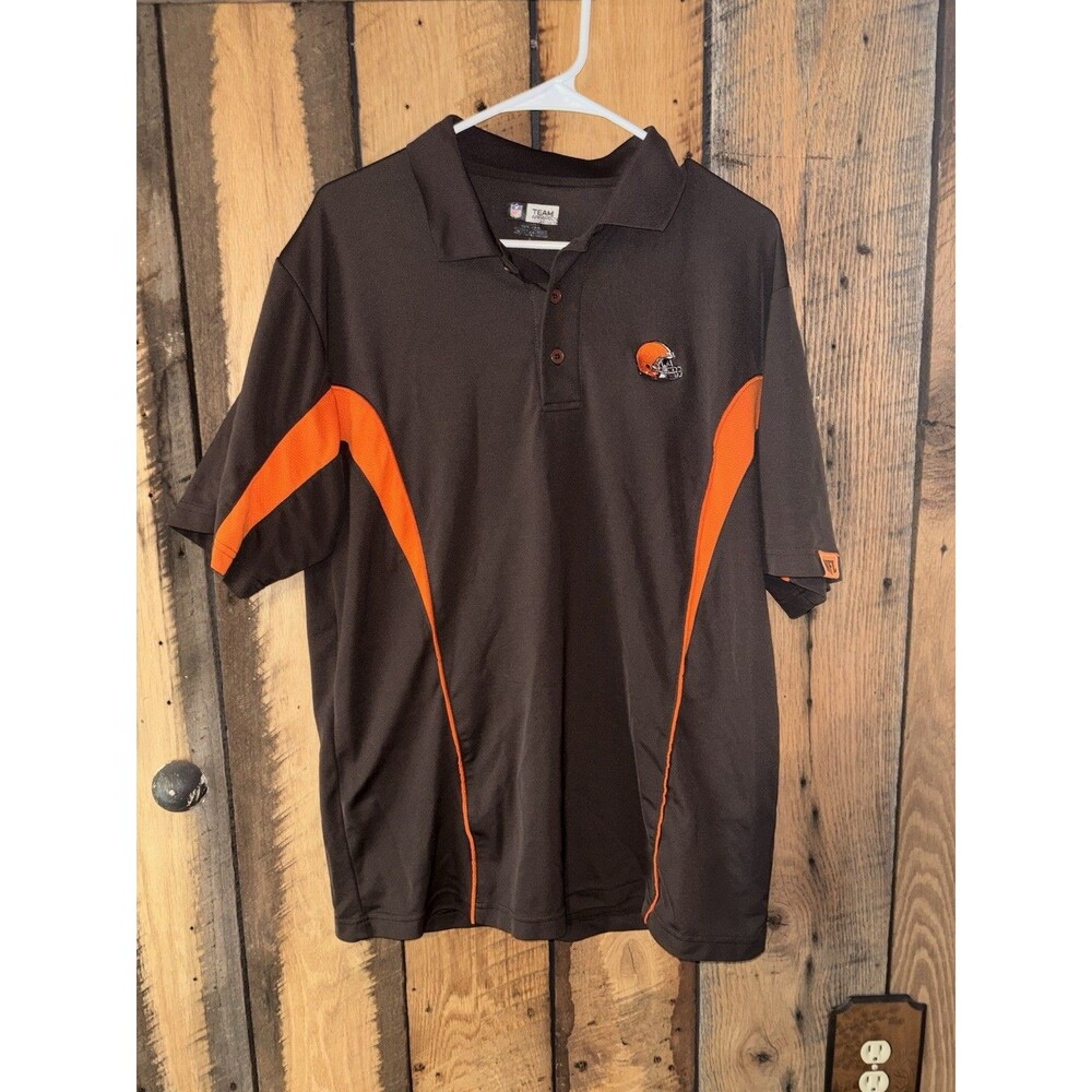 LARGE Cleveland Browns Polo Shirt NFL Team Apparel 1/4 Button Up Football Men's